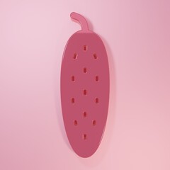 Pink Fresh cucumber icon isolated on pink background. Minimalism concept. 3D render illustration