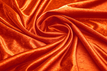 Scarlet bright red fabric textile for background