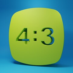 Green Photo camera icon isolated on blue background. Foto camera. Digital photography. Minimalism concept. 3D render illustration