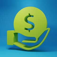 Green Money with shield icon isolated on blue background. Insurance concept. Security, safety, protection, protect concept. Minimalism concept. 3D render illustration