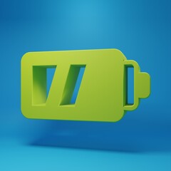 Green Photo camera icon isolated on blue background. Foto camera. Digital photography. Minimalism concept. 3D render illustration
