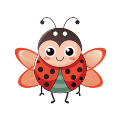 Fototapeta premium tiny happy ladybug with oversized head and dotted.eps