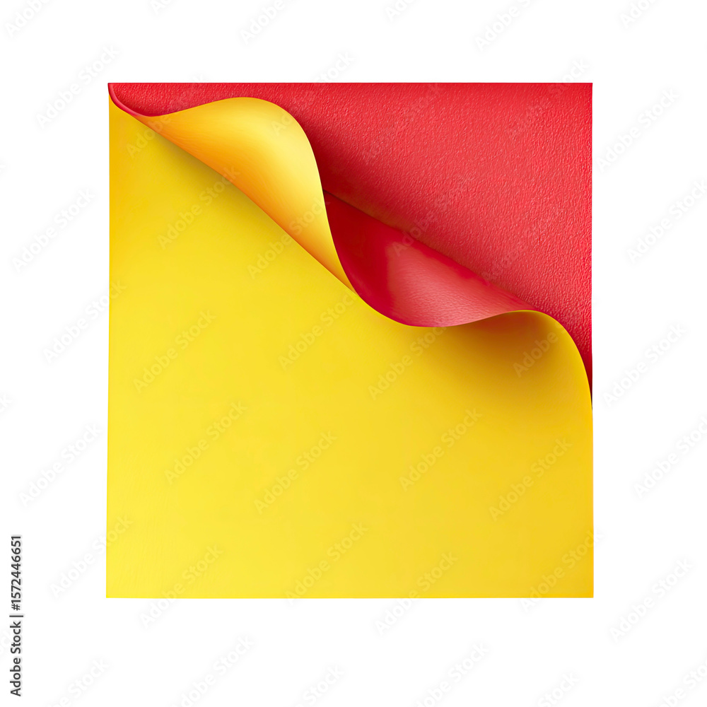 Poster red and yellow paper curl with transparent background for designers
