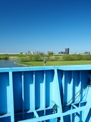 松戸水門の裏から見た春の江戸川風景