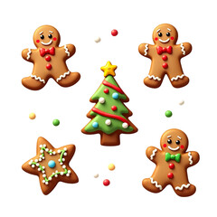 Obraz premium Gingerbread cookies in festive shapes with colorful decorations 