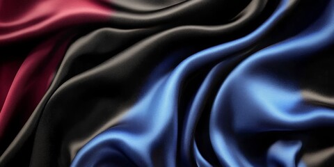 Fototapeta premium Luxurious Dark Blue Silk Fabric Waves and Folds, Elegant Textile Abstract Art for Background Use