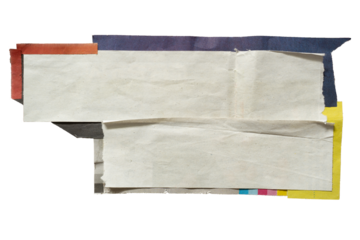 The textbox background is made of cutout old newspaper papers