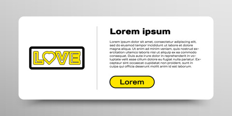Line Love text icon isolated on white background. Valentines day greeting card template. Colorful outline concept. Vector