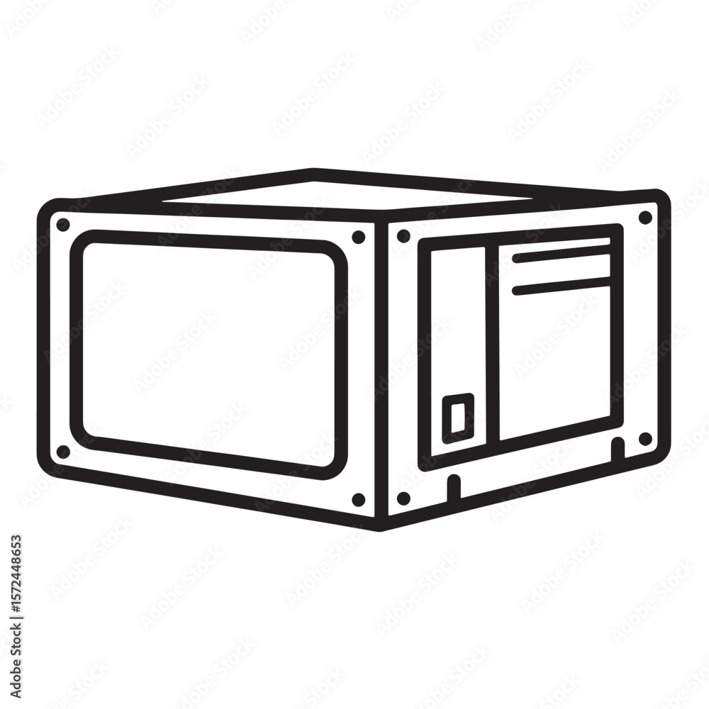 Aufkleber illustrated outline of a simple data server or storage device icon in black lines