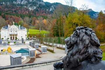 Lion Statue at Linderhof Palace Garden - Bavaria - Germany