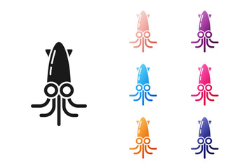 Black Octopus icon isolated on white background. Set icons colorful. Vector