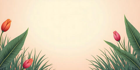 Naklejka premium floral background with green grass