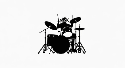Rock Drummer Silhouette Playing Drums Kit