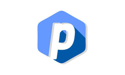 Letter p alphabet in polygon design vector