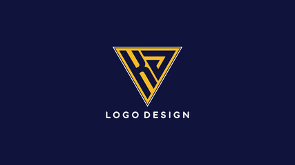 Creative KG monogram logo with triangular golden letter design on navy background, ideal for architecture, construction, or tech branding