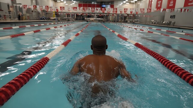 Swimmer Training Pool Healthy Lifestyle Indoor.