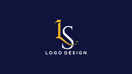  Minimal LS Monogram Logo with Elegant Script Style in Yellow and White, Perfect for Branding or Personal Projects
