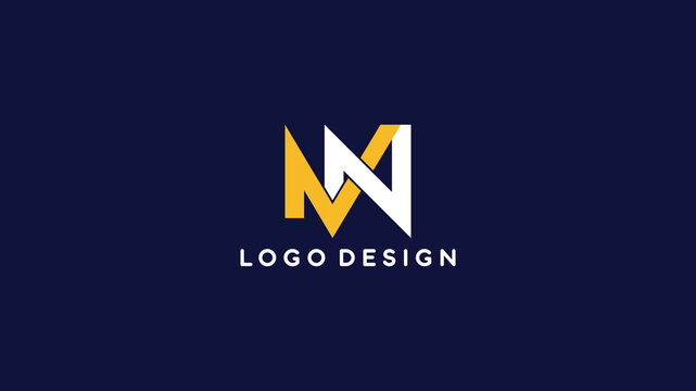 Bold MN Initial Monogram Logo in Yellow and White on Dark Blue Background, Modern and Minimalist Branding Symbol for Business and Marketing