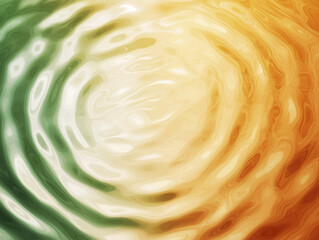 Abstract ripple effect tranquil water surface with green, yellow, and orange hues creating