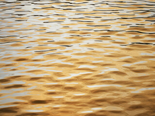 Golden water surface with gentle ripples reflecting warm sunlight in serene natural scene