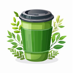 modern green reusable coffee cup for sustainable lifestyle