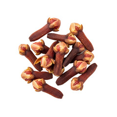 A close up view of fresh and aromatic cloves on a  white background providing texture and color PNG file isolated on transparent background cut out, clipping path, social media, Advertisement, high.