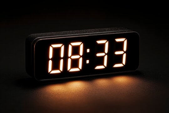 A digital alarm clock displays the time 0833