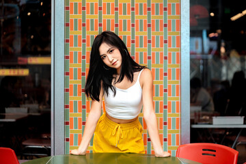 Fashionable and energetic confident girl outdoors