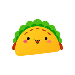 Cute taco with smiling face and taco pun text for fun fast food and snack themed design