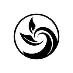 Abstract wind swirl and leaf icon in clean style for eco nature and environmental themes