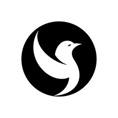 Minimalist bird in flight forming S shape for freedom wildlife and elegant nature design