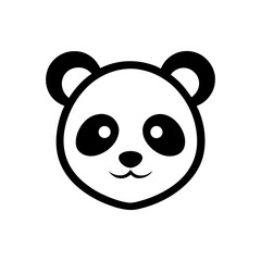 Minimalist panda face logo with white background for cute wildlife and conservation art