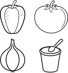 Tomato Ice Cream and Fruit Spoon Minimal Icons