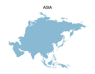 The territory of asian countries in flat style isolated on white background. Vector clipart.