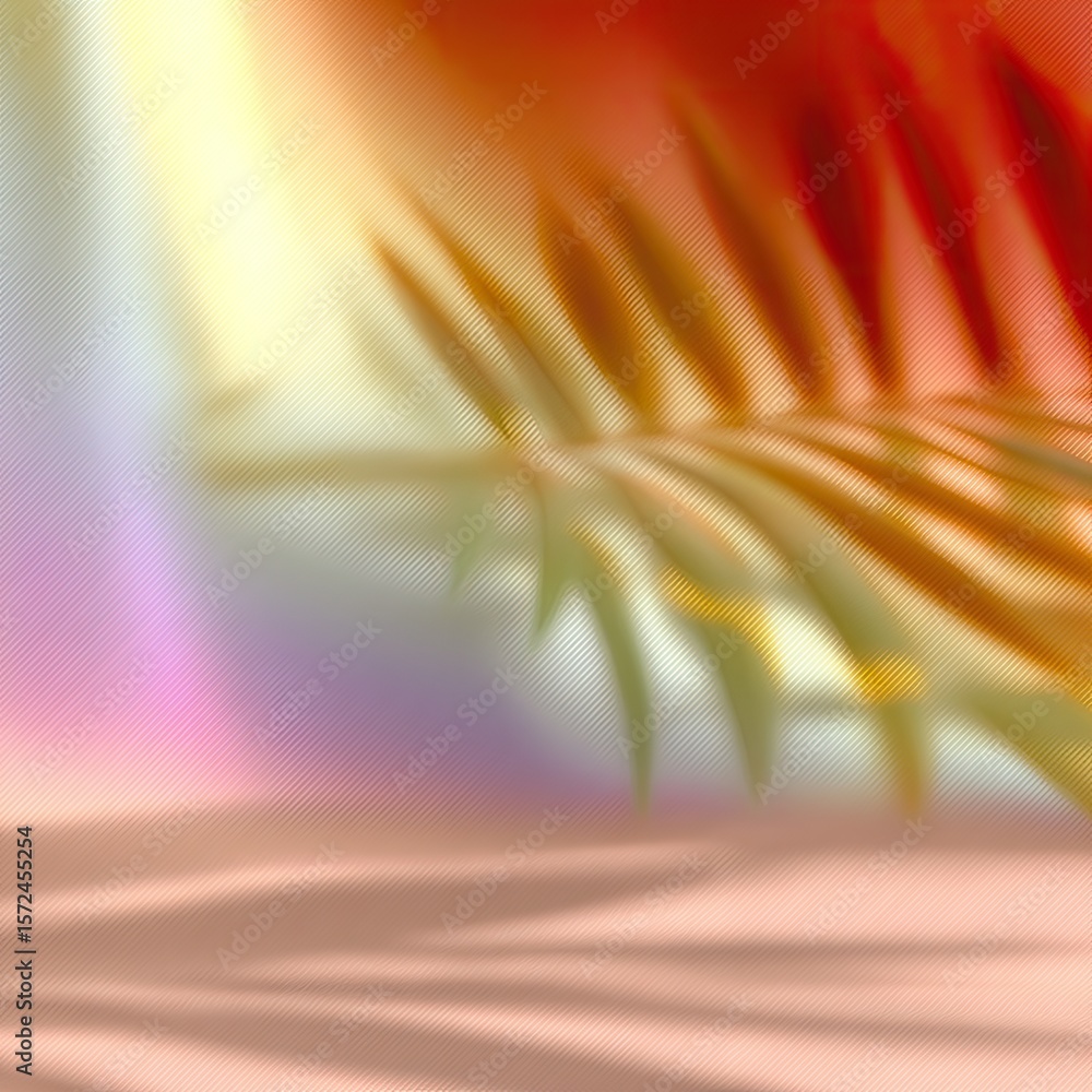 Poster overlapping palm shadows and textures on a light background