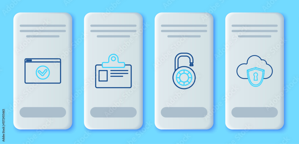 Poster set line identification badge, safe combination lock wheel, secure your site with https, ssl and clo