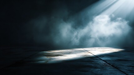 Spotlight smoke background dark stage light effect abstract beam studio floor concert show design 100 char