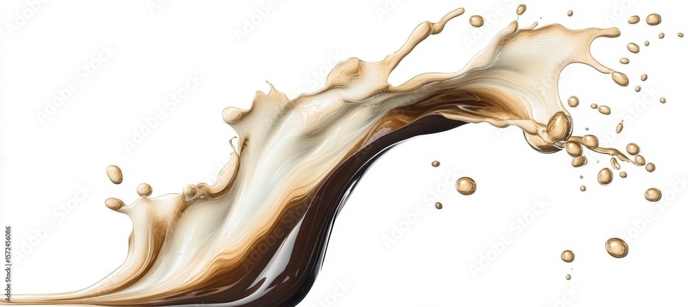 Poster creative coffee cream splash with abstract swirling shape isolated on white background for menu