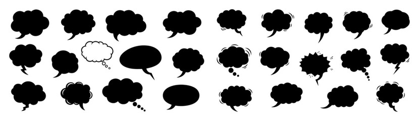 comic speech bubble doodle silhouette set