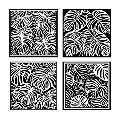 monstera leaf pattern decorative panels set vector © Aisha Kudorova
