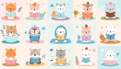 "Cute Characters Practicing Self-Care Activities"