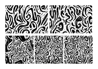 abstract organic doodle seamless pattern set