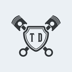TD Initials Vektor Stok Otomotif Logo Design