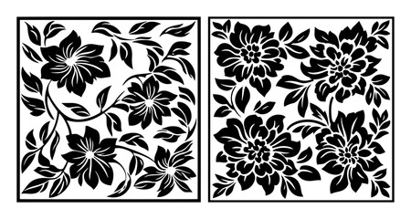 elegant floral frames and decorative flowers set