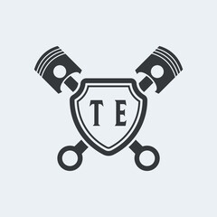 TE Initials Vektor Stok Otomotif Logo Design