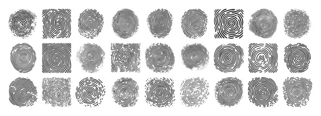 fingerprint stamp icon collection black vector