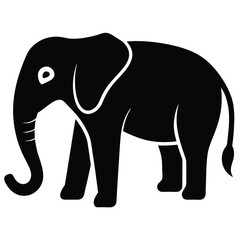 Black elephant standing profile view white animal