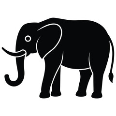 Black elephant standing profile view animal wildlife