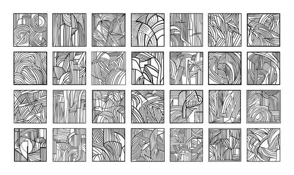 abstract zentangle doodle hand drawn tiles set vector pattern shape