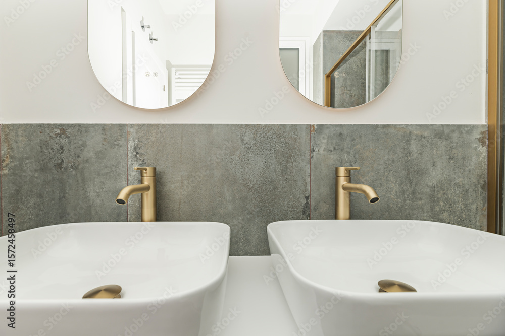 Poster specifically designed for bowl-shaped countertop sinks, where the spout needs considerable height to